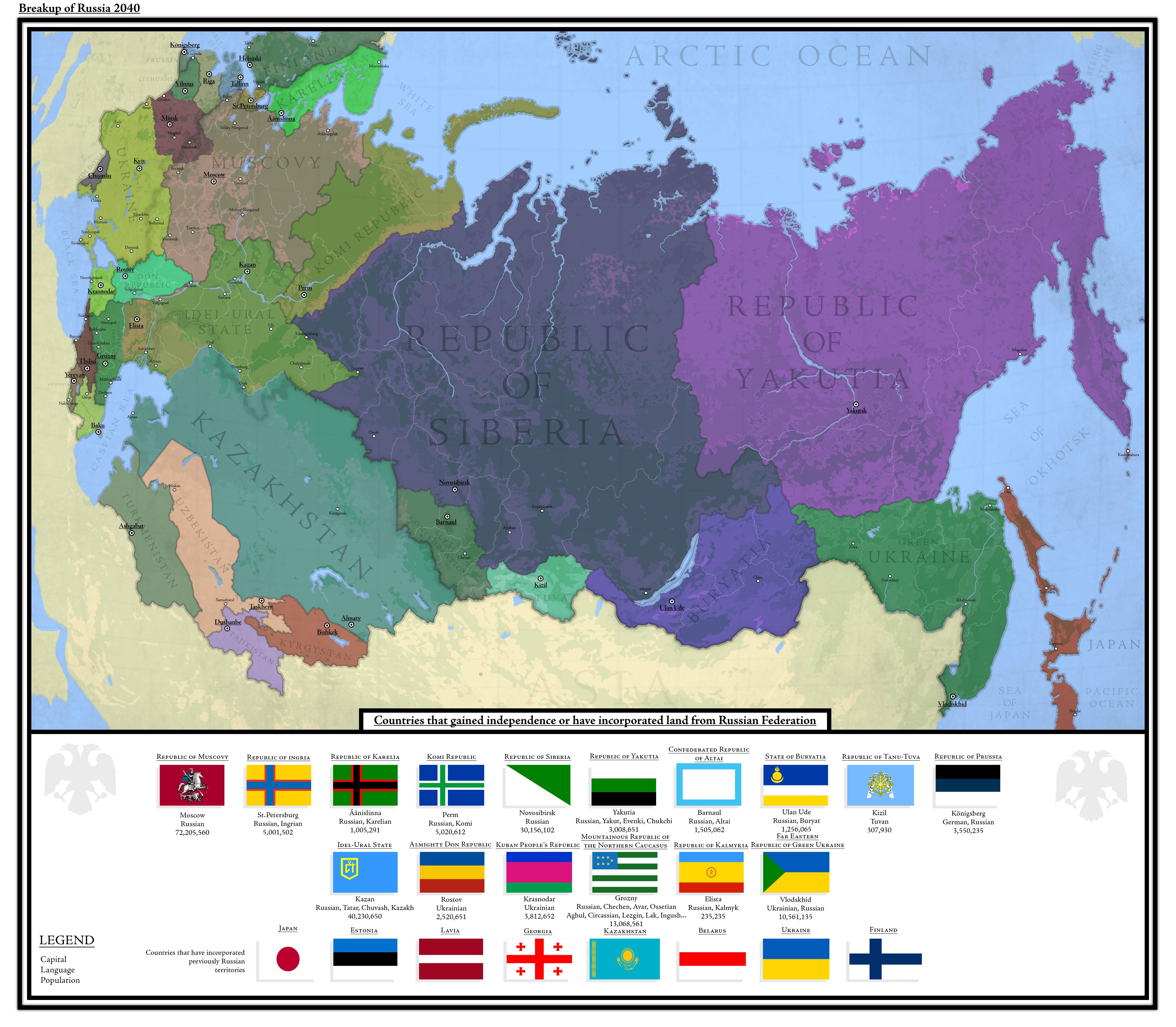 Breakup of Russia 2040 [https://www.reddit.com/r/imaginarymaps/comments/tj05tf/breakup_of_russia_2040/]